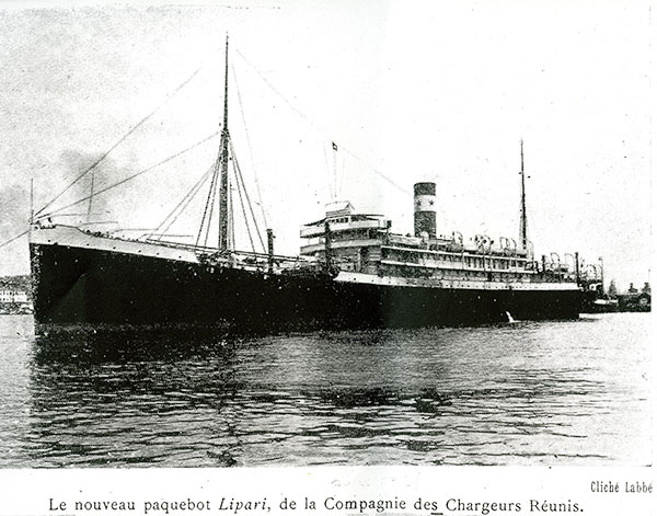 The steamship Lipari on which Janine's family escaped from Marseille to Casablanca -- the last ship to get out France in 1942 before the Nazis sealed off its ports for the duration of the war.